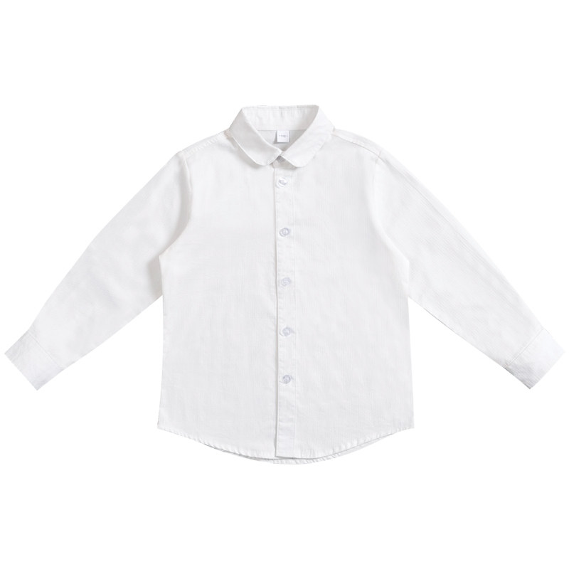 小学生校服表演儿童白衬衫长袖棉女童礼服寸衫男童短袖白色衬衣