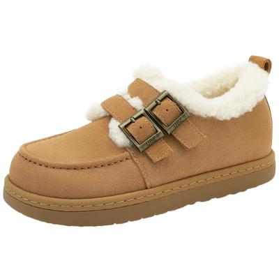 UBZ 加绒勃肯棉鞋女冬季新款加厚保暖轻便加绒低帮平底雪地靴