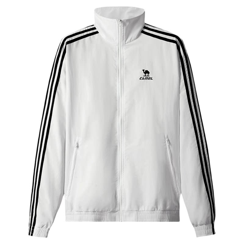 骆驼校园风衣立领外套女款男款情侣春季户外运动防泼水白色夹克