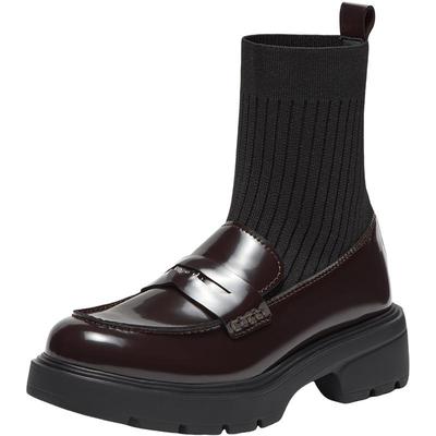 Bata瘦瘦靴女冬季商场新款英伦学院风厚底乐福袜靴AKK40DD4