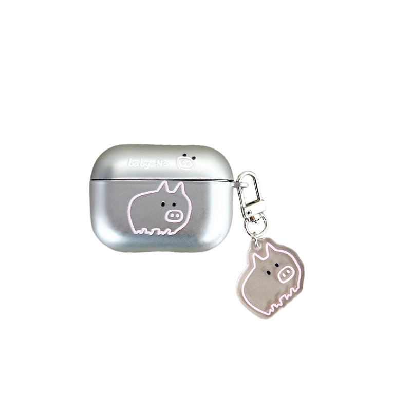 粉色小猪airpodspro3保护套适用苹果蓝牙耳机壳2代磨砂电镀3代硅胶pro2卡通可爱女生4代套全包防摔新款萌系软
