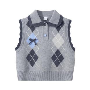 植木 儿童马甲2026春新款中大童毛衣马甲无袖上衣女童马甲童装