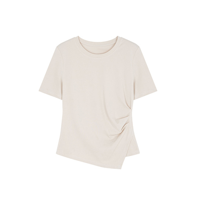 IHIMI海谧设计感抽褶短袖T恤女