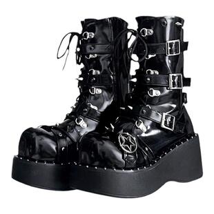 superpink原创【朋克乐队】亚文化暗黑朋克Y2K辣妹厚底靴子马丁靴