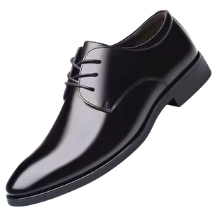 男士成人礼毕业皮鞋真皮透气休闲商务软皮软底上班面试低帮青年鞋