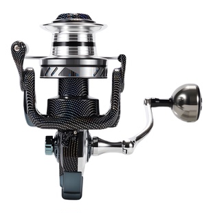 26新款预热镭射全金属无间隙远投纺车轮锚鱼大斜口大物轮海钓鱼轮