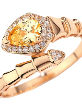 蕾迪水滴蛇戒1克拉冰花切戒指