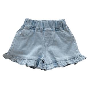 女童洋气软牛仔短裤2025夏季新款韩版宝宝木耳边热裤儿童时髦裤子