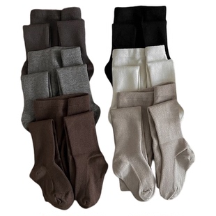 韩国版儿童连裤袜薄绒棉秋冬加绒女童宝宝磨毛打底裤复古纯色公主