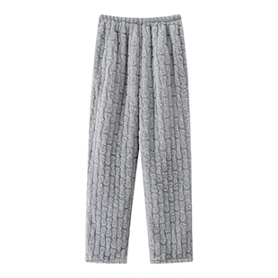 高端睡裤男士冬季长毛绒长裤加绒加厚保暖男款裤子休闲冬天家居裤