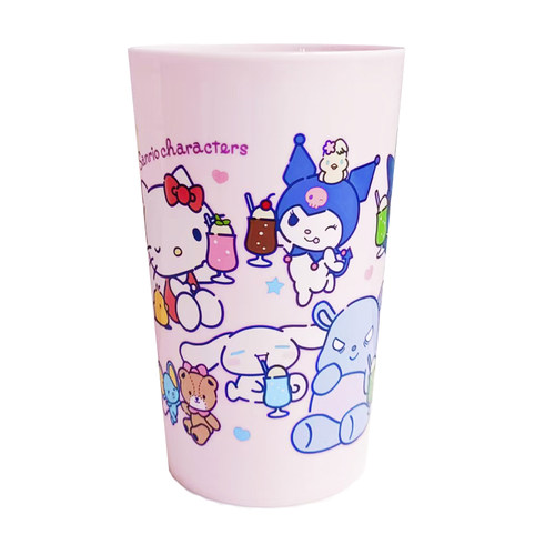 日本进口大创Dasio塑料水杯450ml耐摔PP材质夏日冰饮三丽鸥漱口杯