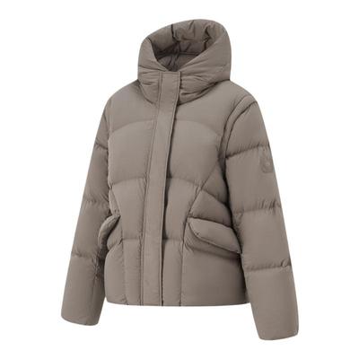 李宁正品健身泡芙系列女子蓬松保暖时尚宽松连帽羽绒服AYMU086-4