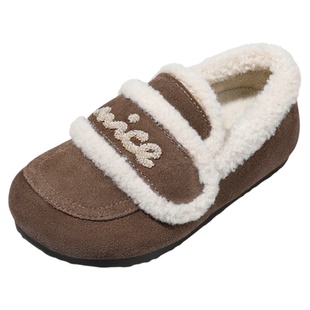 星期六童鞋加绒豆豆鞋女童2025冬季新款加厚保暖棉鞋毛毛休闲棉鞋