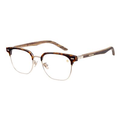 木九十眉架框商务木腿眼镜