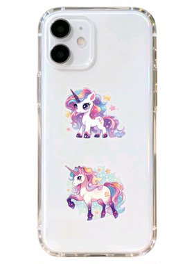 50张独角兽彩虹笔记本透明贴纸画