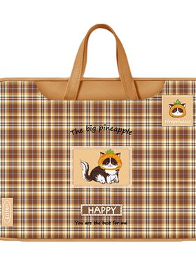 可爱格纹小猫MacBook内胆包