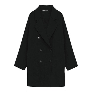 CHU楚妞[沉绒]羊绒羊毛双排扣中长款西装2025年冬季新款女外套