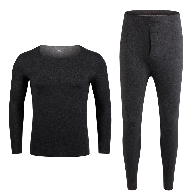 德绒保暖内衣男套装加厚加绒恒温发热秋衣秋裤无痕打底纯棉毛衫冬