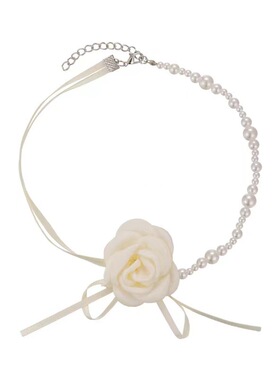 山茶花珍珠choker项圈女锁骨链