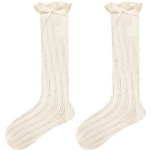 夜间教习室洛丽塔袜子女夏薄款蕾丝花边小腿袜蝴蝶结中筒堆堆袜jk