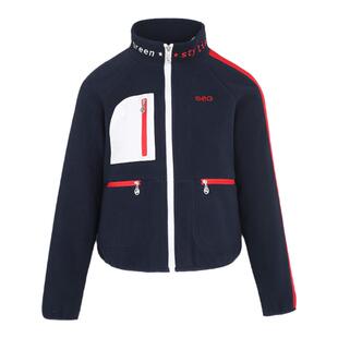 svg高尔夫春季新款女装摇粒绒拼色保暖外套立领夹克