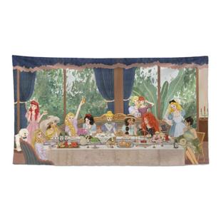 迪士尼公主背景布卡通少女挂布ins墙布宿舍客厅墙壁遮挡装饰画布