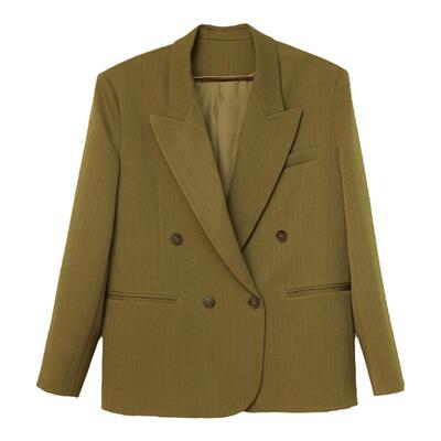 apa studio秋系列咸菜绿宽松垫肩西装外套女秋季新款复古廓形外套