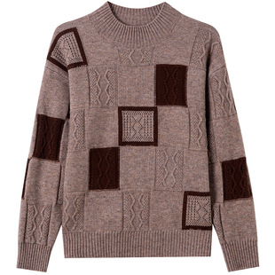 鄂尔多斯市纯羊毛衫女2025秋冬新款半高领打底衫短款宽松套头毛衣