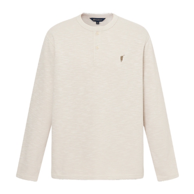 POLOWALK长袖T恤男式2026春季新品圆领纯色套头休闲打底衫上衣男