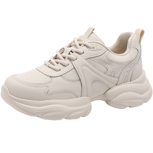 百丽女鞋子厚底增高老爹鞋春季新款网面户外运动休闲鞋3PKE2AM5