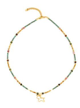 设计师款独角兽珍珠虎眼石项链