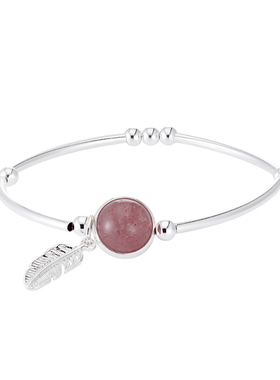 小幸运羽毛草莓晶甜美风百搭手链