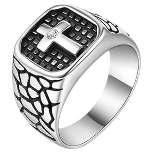 祥饰帝时尚简约钛钢锆石十字架戒指男款指环单身个性百搭食指饰品