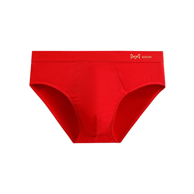 猫人男士内裤红色纯棉抗菌三角裤
