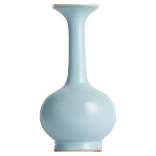 仿古汝窑陶瓷花瓶青瓷冰裂纹瓷器中式简约高端客厅博古架装饰摆件