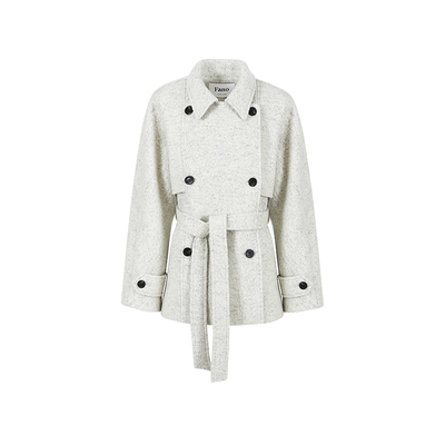 范洛松弛高定双排扣毛呢外套女