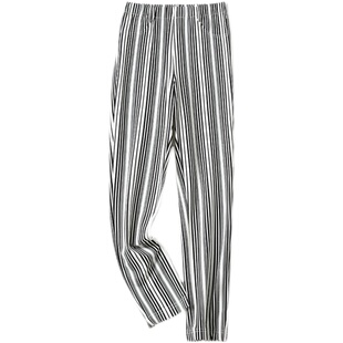 M2女装品牌折扣铅笔裤女春夏弹力条纹长裤洋气大码中腰直筒休闲裤