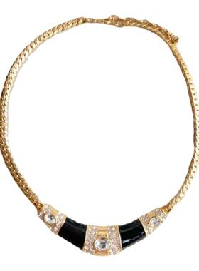 复古手工珐琅釉黑金项链