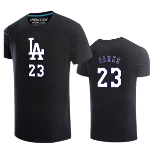 勒布朗詹姆斯23号球衣服湖人队服球迷服短袖T恤男篮球休闲半袖衫
