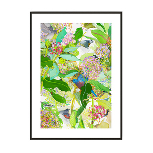 ins风电表箱装饰画美国简 贝克小清新田园花鸟竖版免打孔遮挡电盒