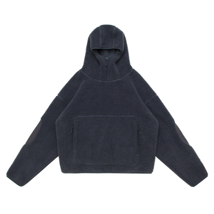 黑色圣诞树Entire Studios 25SS蒙面拉链羊羔绒保暖连帽卫衣外套