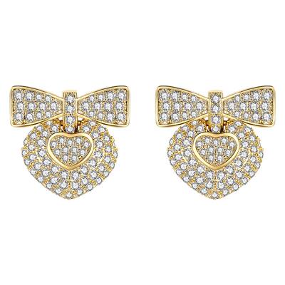 INCH EDITION爱心蝴蝶结锆石耳环复古高级感气质少女百搭