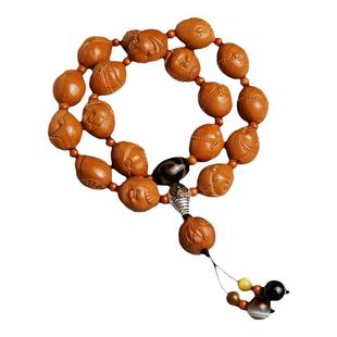 十八籽橄榄核手串原籽雕刻十八罗汉佛菩提佛念珠文玩天珠配饰手持