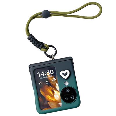 适用oppo find n3flip手机壳全包铰链防摔时尚韩风爱心渐变华为pocket 2折叠翻盖oppofindn2flip挂绳链条新款