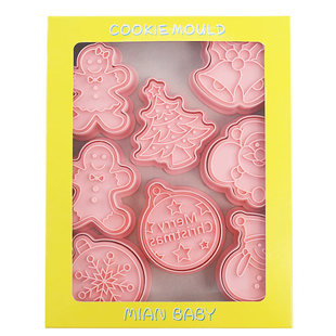 圣诞节饼干模具套装家用卡通可爱3d立体按压烘焙翻糖饼干曲奇模具