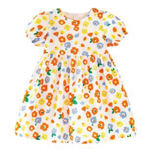 迷你巴拉巴拉女童连衣裙儿童泡泡袖裙子夏季新款宝宝纯棉公主裙薄