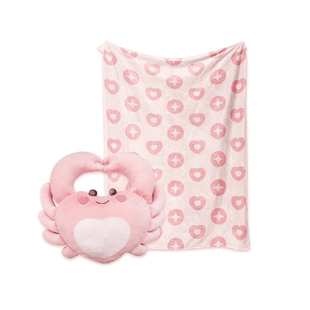 罗莱阿法眠有大钳比心蟹抱枕毯可爱办公室午睡毛绒毯子女生礼物