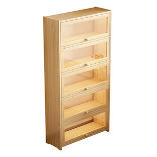 书架实木家用落地式置物架客厅靠墙多功能储物柜子大容量防尘书柜