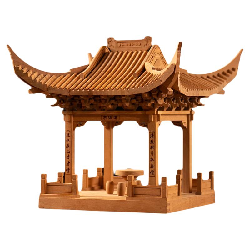 晚峰苏州园林沧浪亭榫卯积木原木版中国古建筑模型榫牟拼装教具