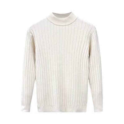 男士半高领坑条不易变形毛衣
